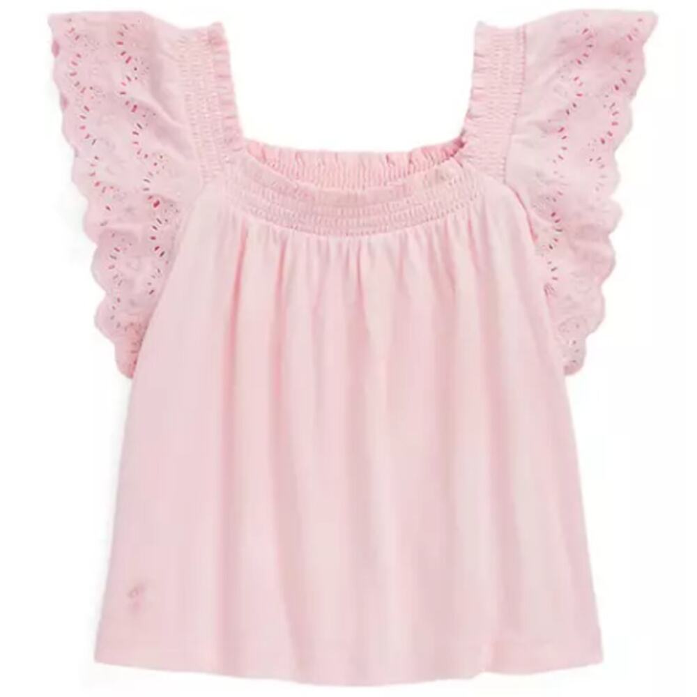 Polo Ralph Lauren Girls Size XL(16) Eyelet Embroidered Cotton Jersey Top Pink
